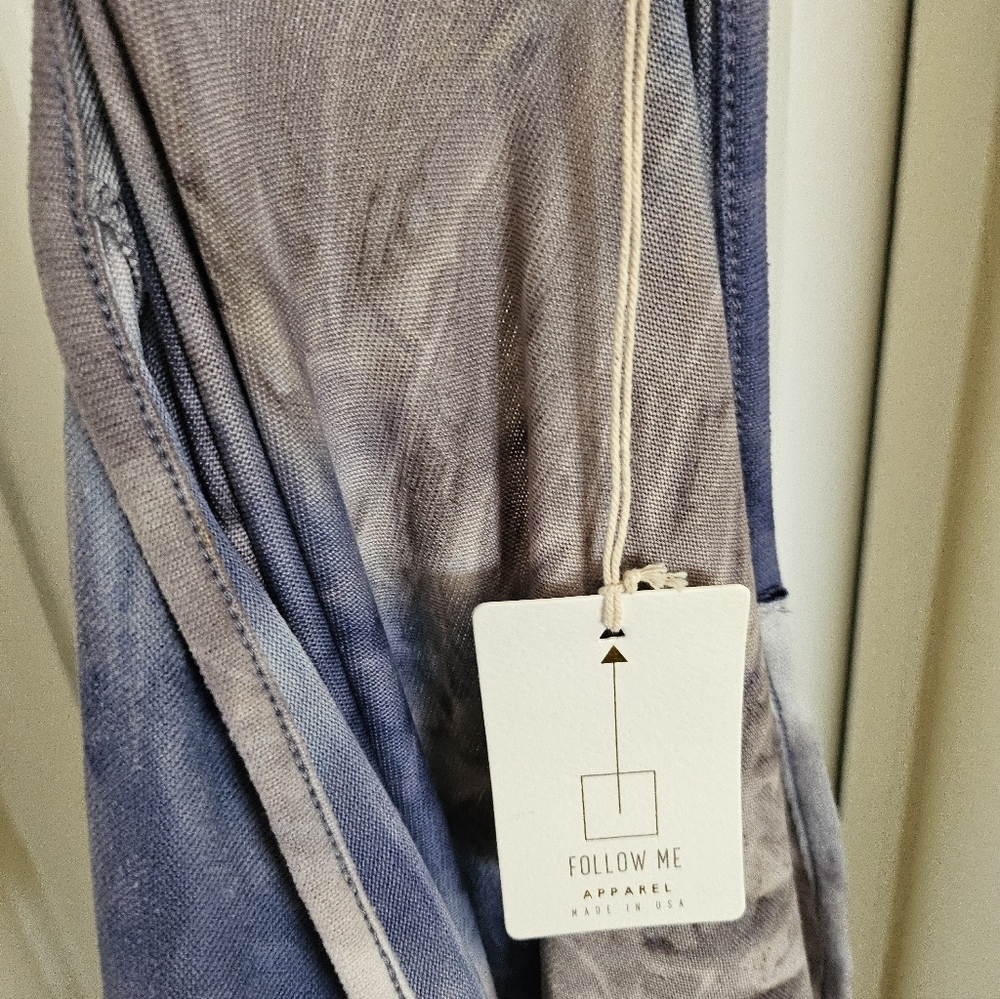 Follow Me Apparel Dress 3X Blue Purple Tie Dye Ruched Side Long Sleeve Dress - Picture 7 of 13